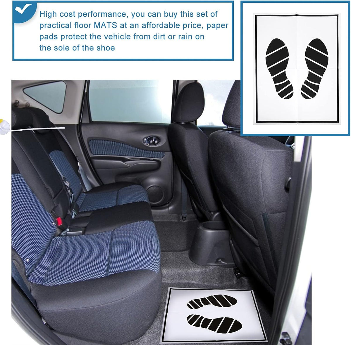 50Pcs Disposable Paper Foot Mats for Auto Floor Protection X961