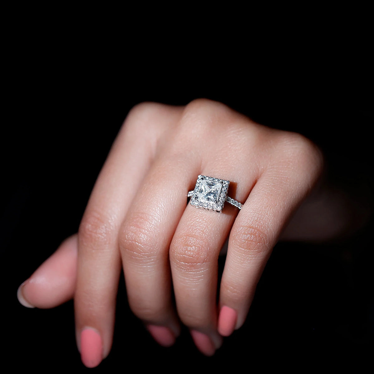 14K White Gold Moissanite Engagement Ring US 9.00 N93743