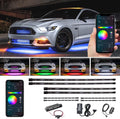 4pc Bluetooth LED Underbody Underglow Kit with Interior Footwell Accent Lighting S13443