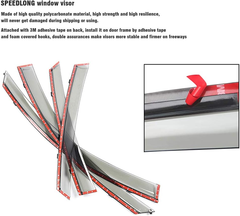 Car Window Visor Vent Shade Deflector Sun/Rain Guards Pack of 2 Q660302