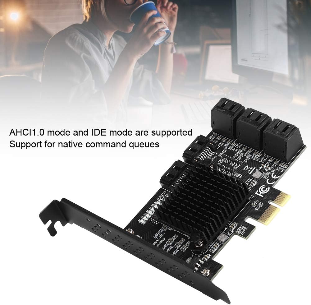 PCI-E to SATA 3.0 Card, 8-Port SATA3.0 Interface Expansion Card, Pack of 2 O4675