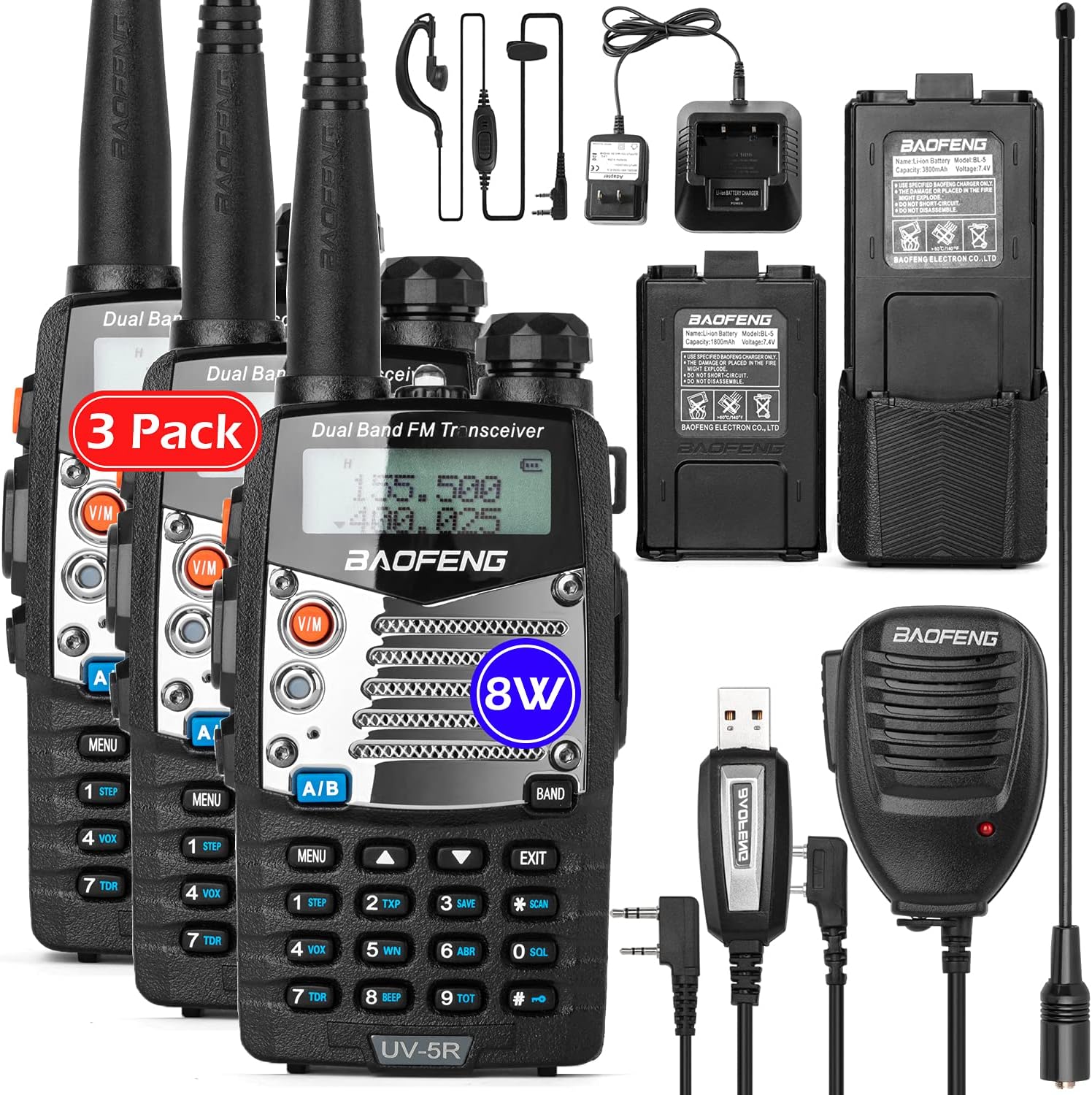 UV-5R Pro Dual-Band Handheld Ham Radio 2 Pack L14697