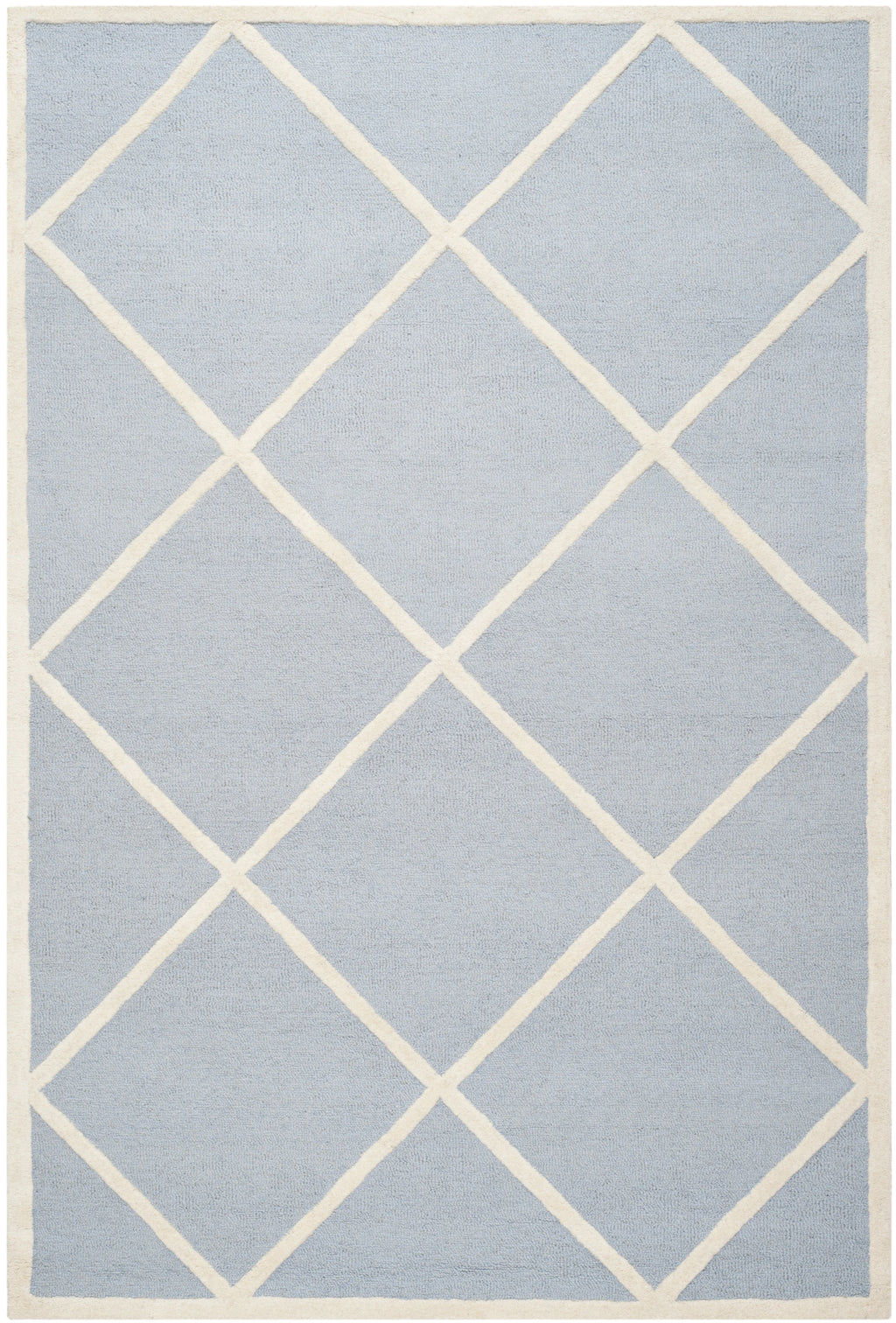 Geometric Diamonds Wool Area Rug, Light Blue/Ivory, 5' x 8' U551186