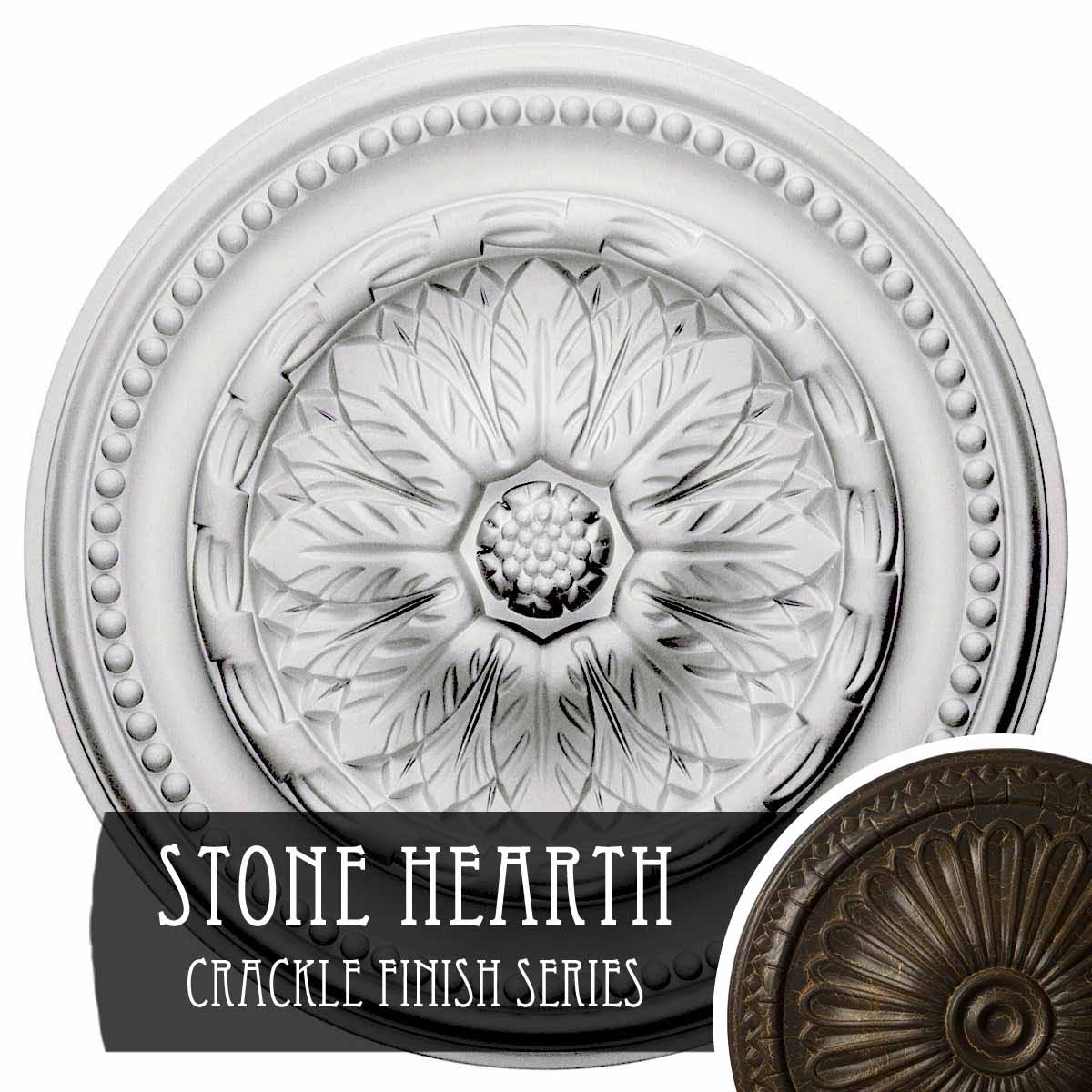 15 3/4x22OD x 1 7/8x22P Hand-Painted Stone Ceiling Medallion E6796