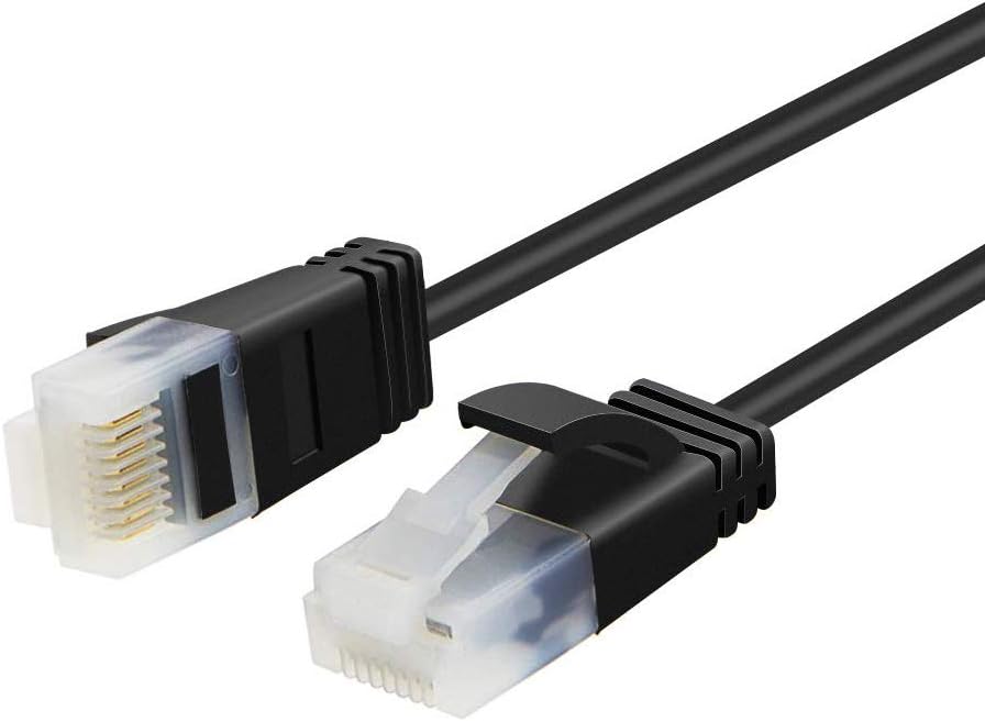 Ultra Thin Cat6a Ethernet Patch Cable, 2-Pack, 6.6ft, Black S329569