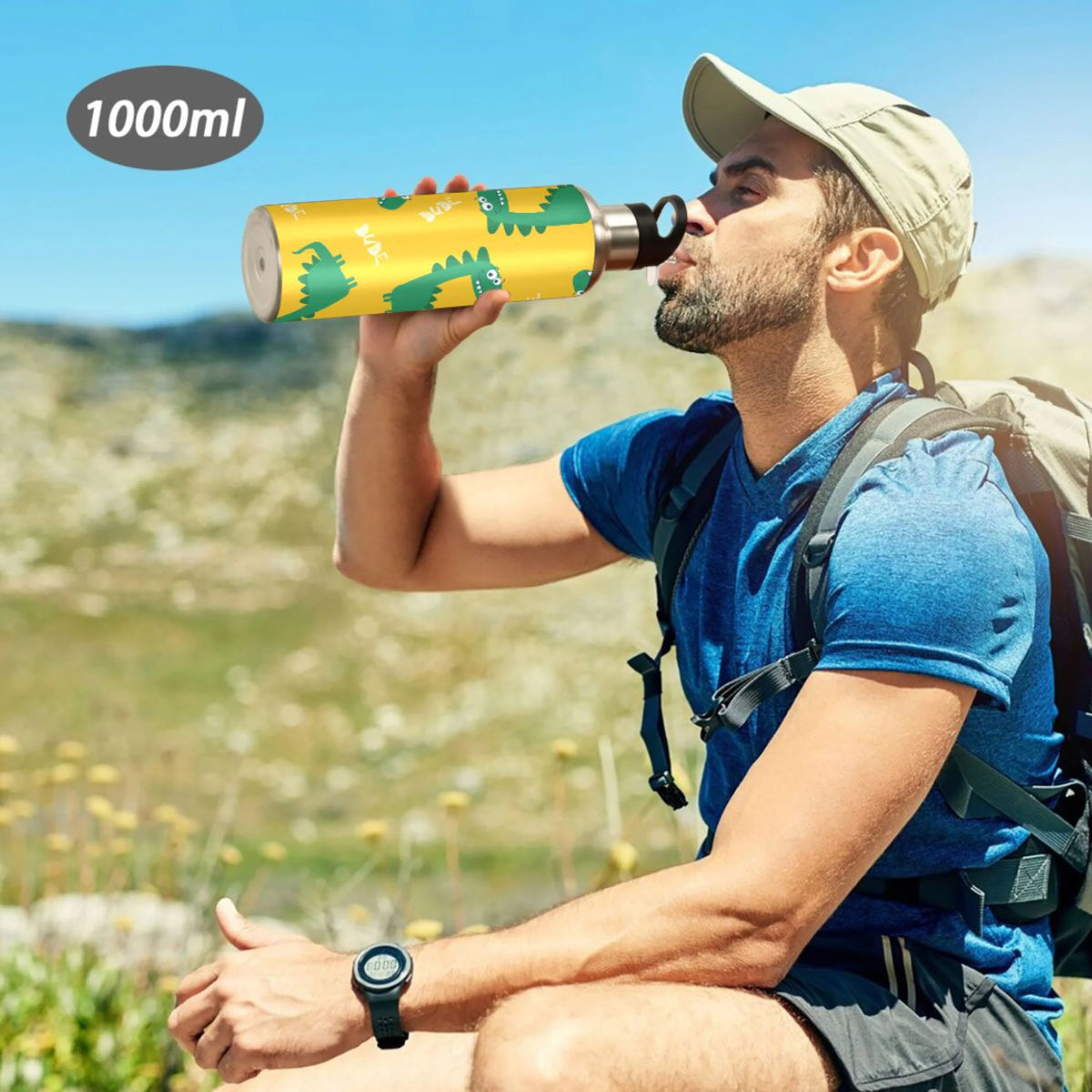 Yellow Stainless Steel Insulated Water Bottle with Straw Lid W287909