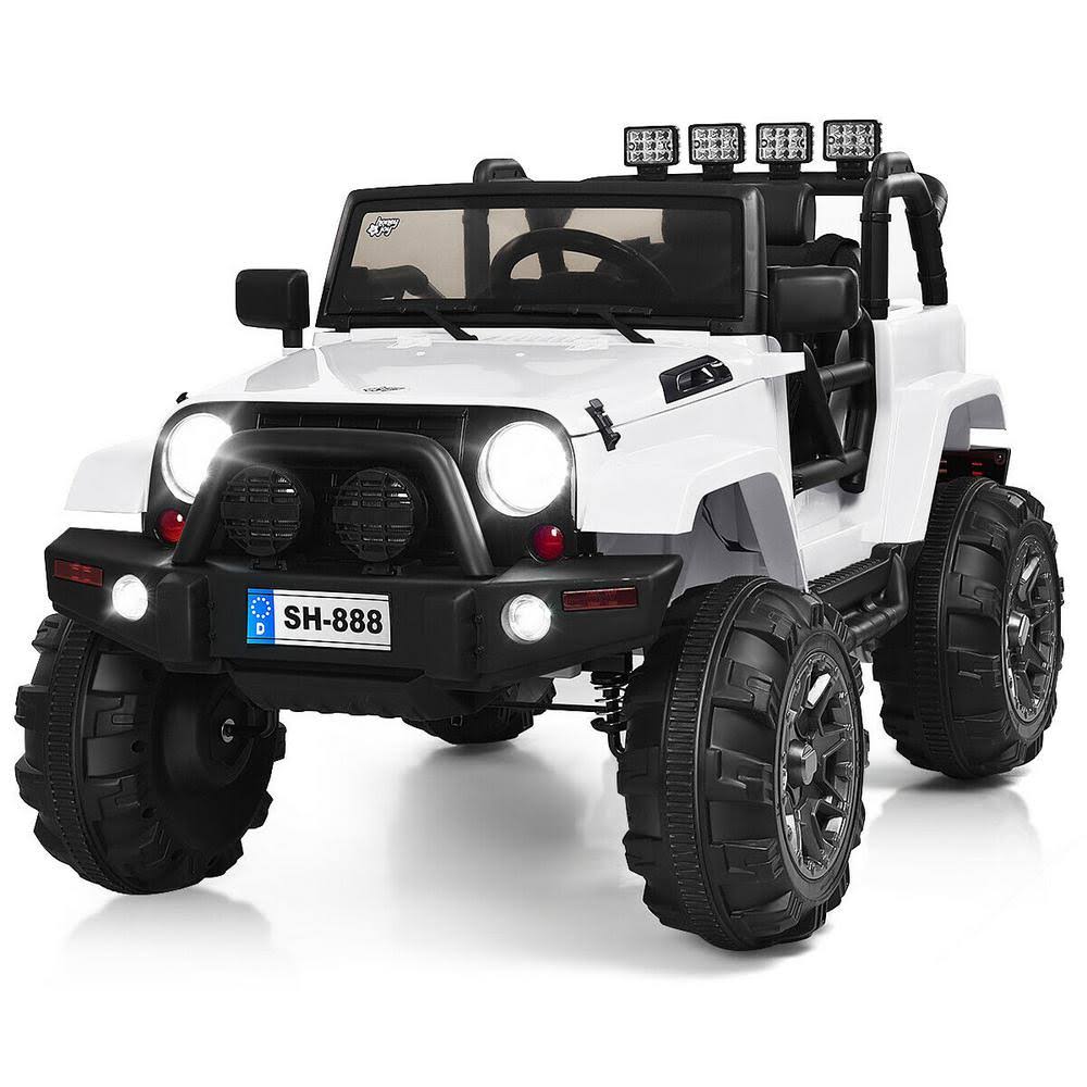 White 12V Kids Ride on Truck Car with Bluetooth Remote Control E430