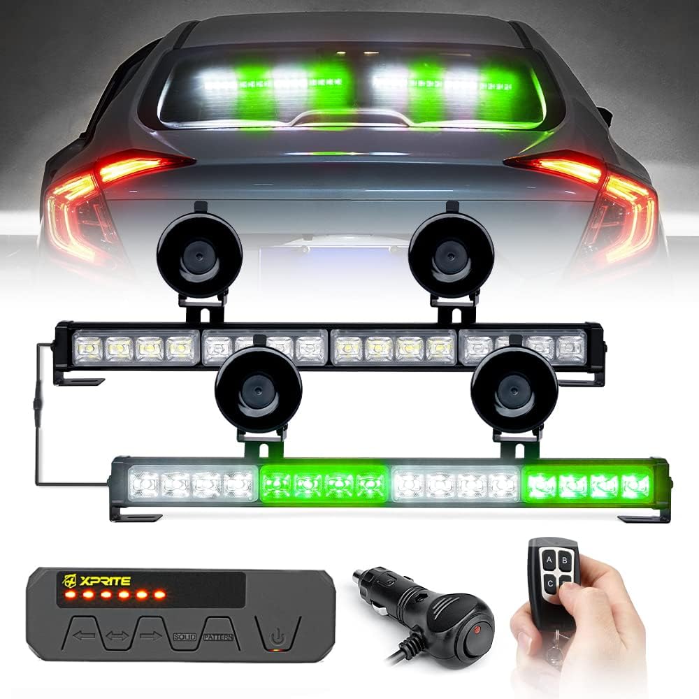 Amber LED Emergency Strobe Light Bar with Wireless Remote, Pack of 2 K125