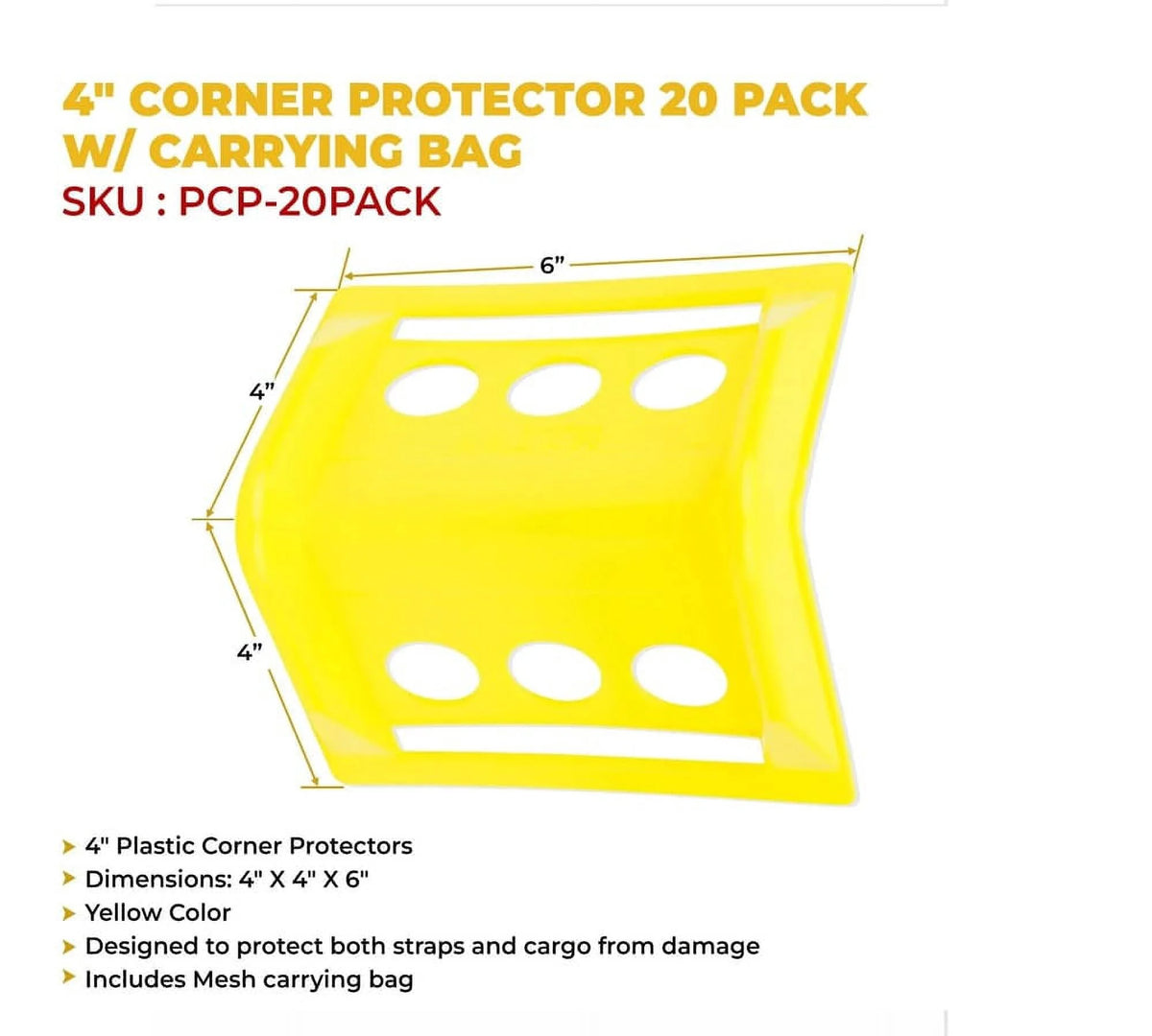 120 Pack Yellow 4" Flatbed Edge Protectors with Carrying Case L7986