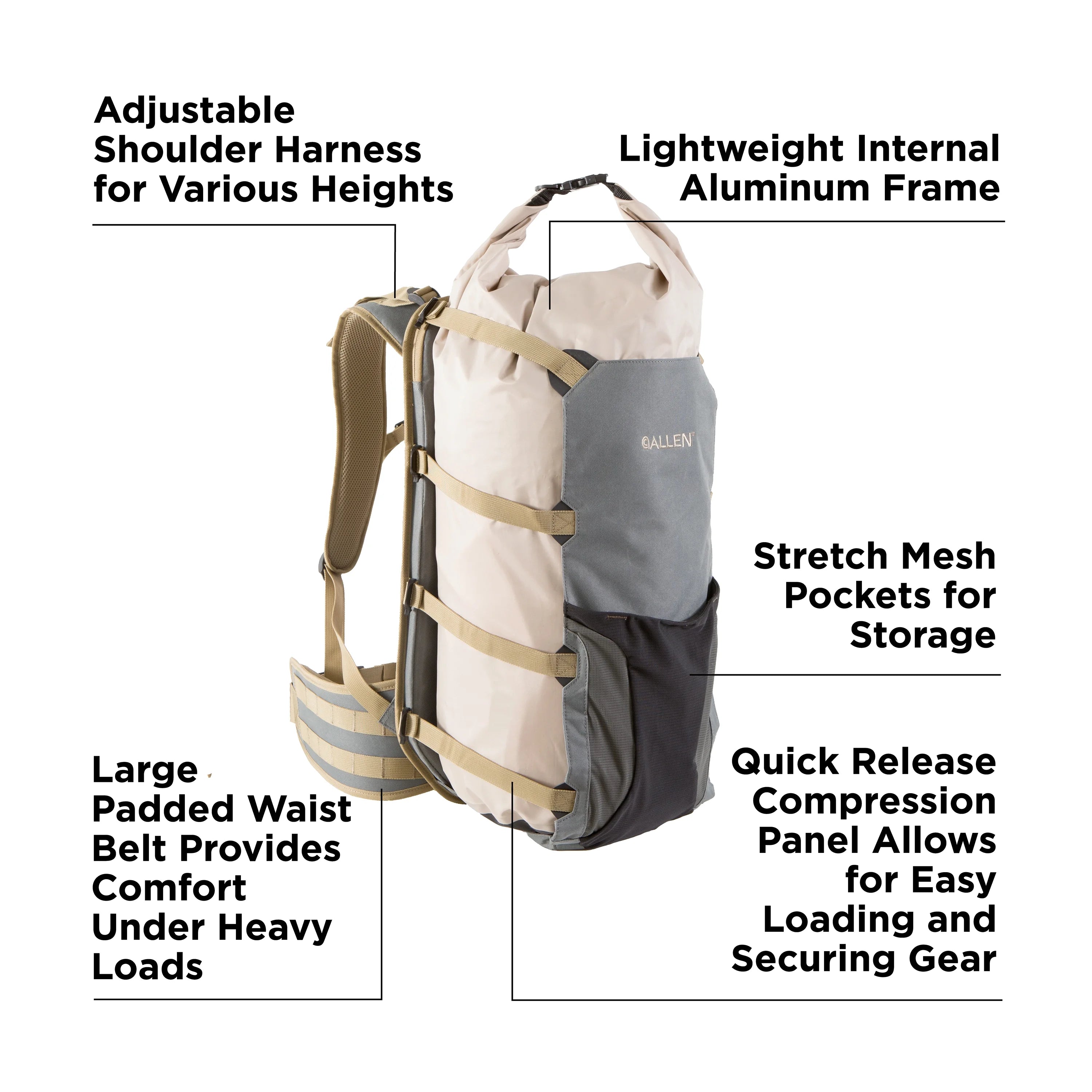 Harvest Trail Frame Game Bag Pack, Gray, Polyester N210703