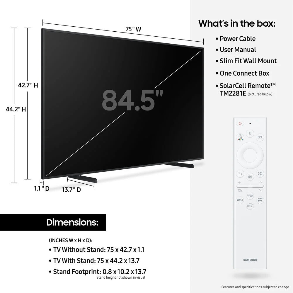 85 inch QLED 4K UHD Smart TV with Customizable Bezel I72475