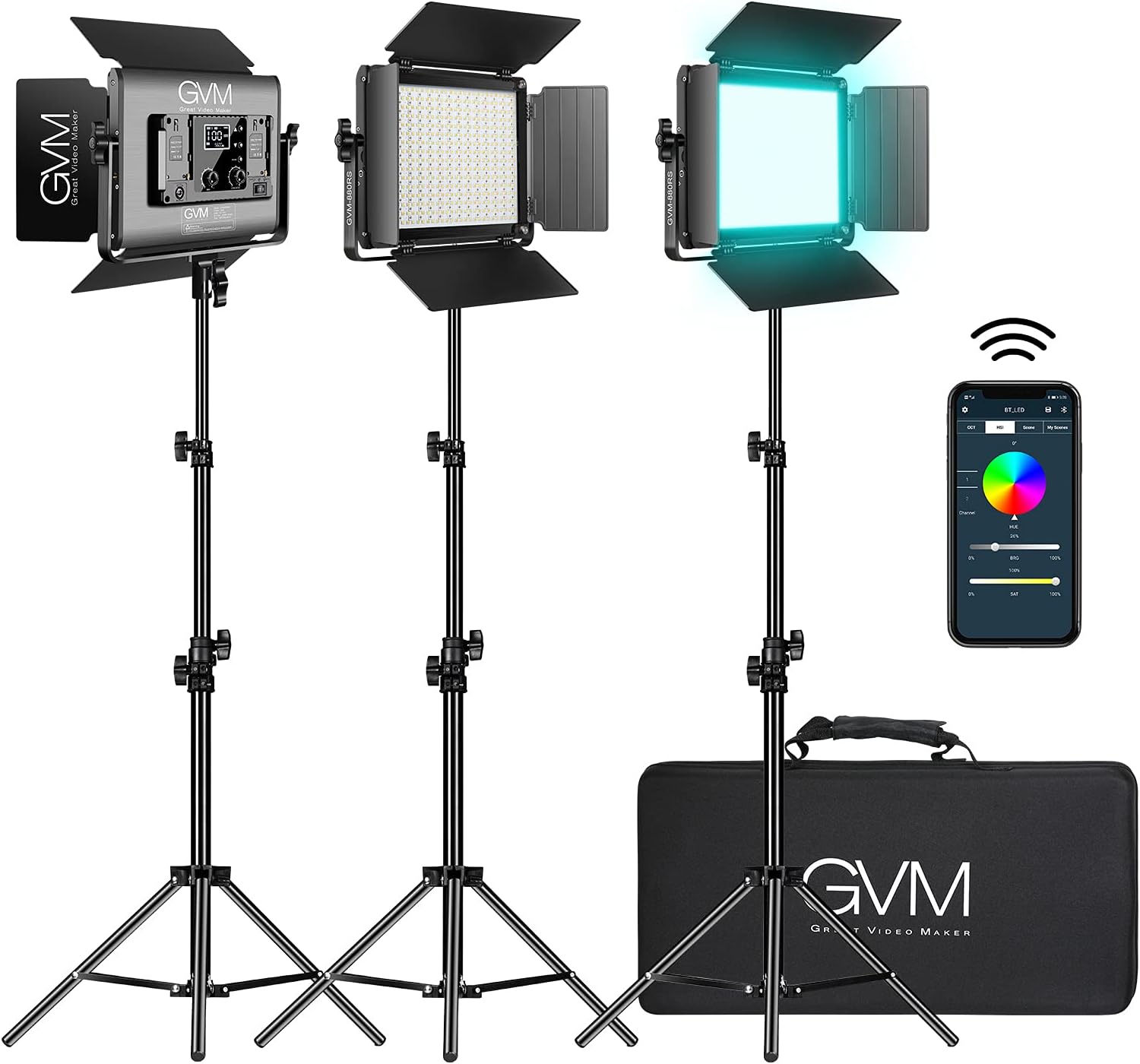 RGB LED Video Light 3 Packs Dimmable LED Panel with LCD Screen J499251