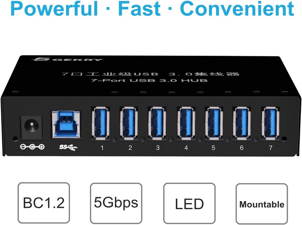 7-Port Powered USB 3.0 Hub with 12V/3A AC Adapter J8825