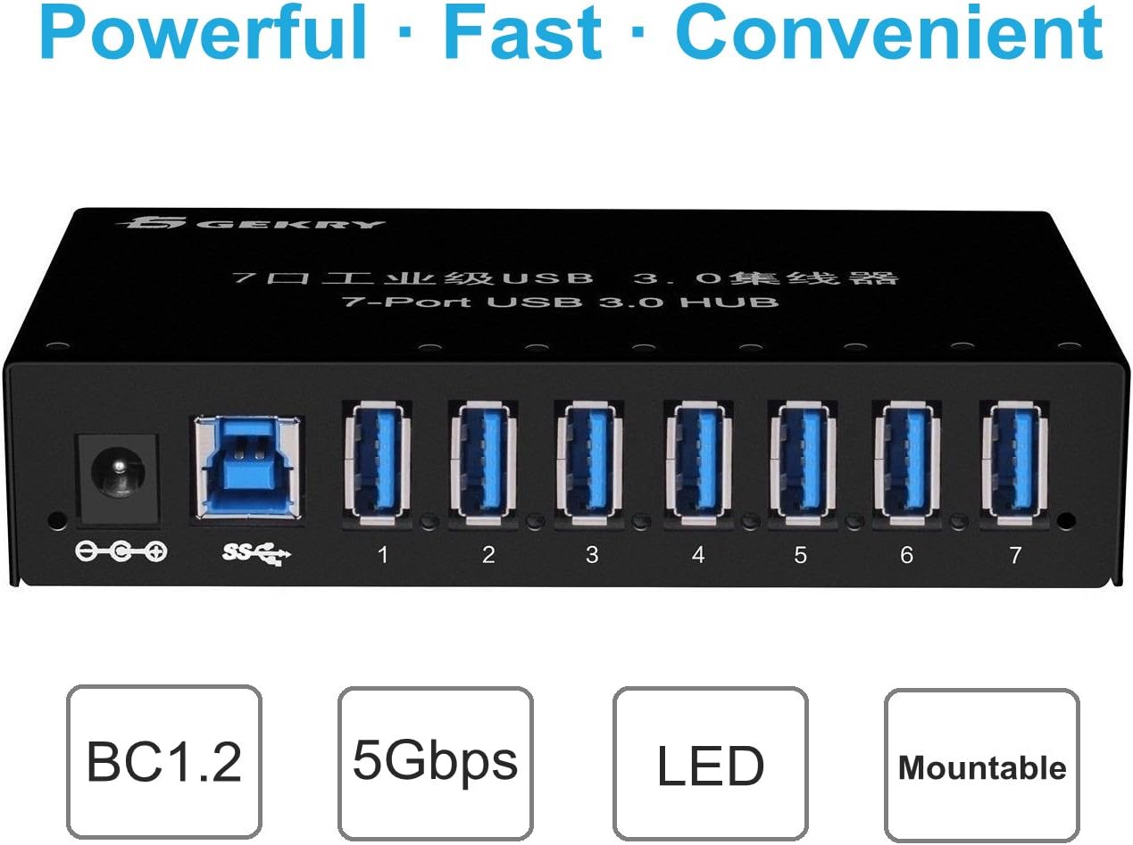 7-Port Powered USB 3.0 Hub with 12V/3A AC Adapter J8825