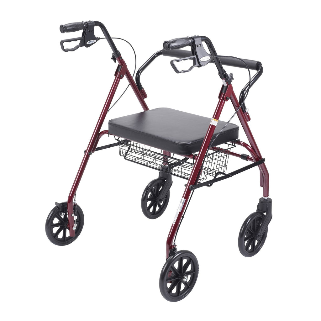 Heavy Duty Bariatric Rollator with Large Seat Red O640640