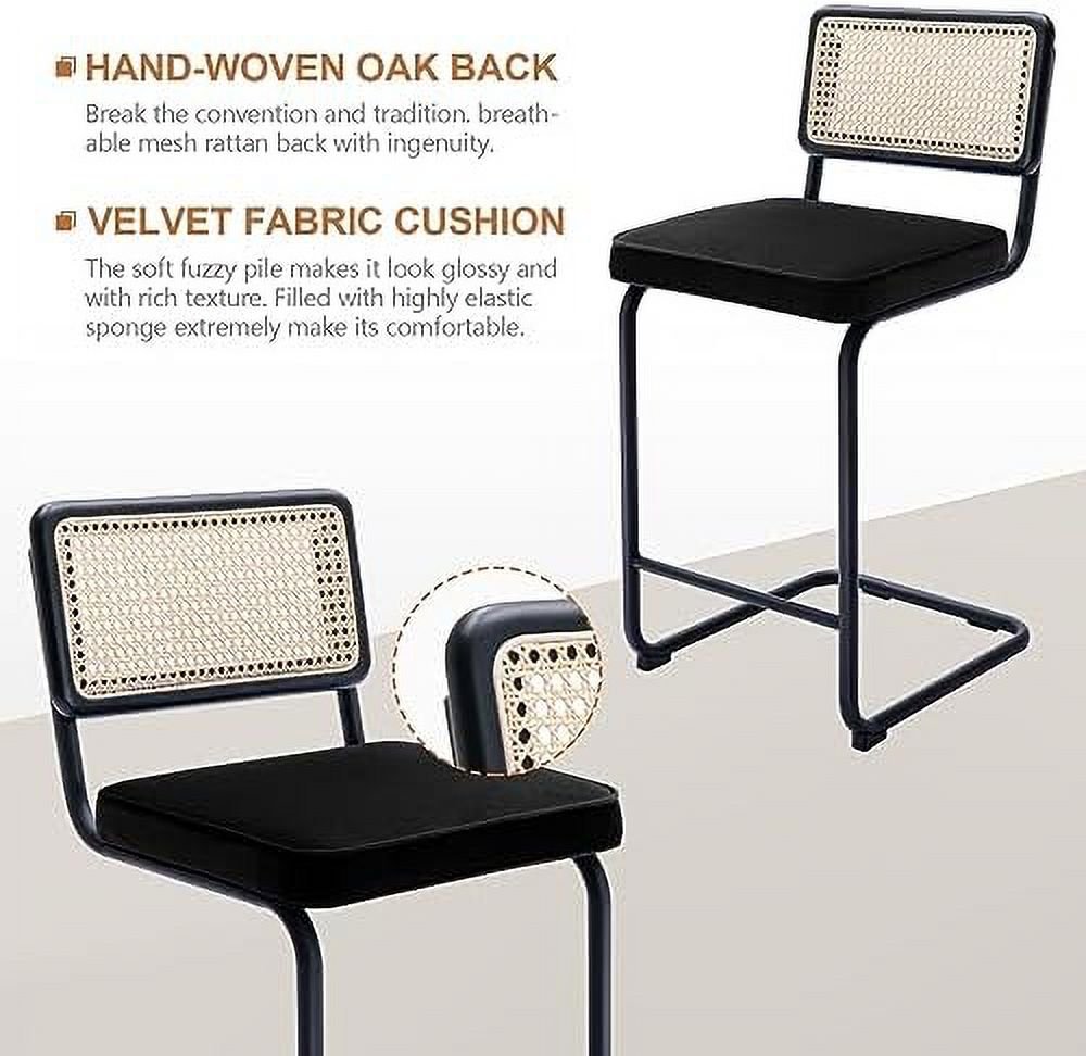 Rattan Counter Height Stools Set of 2 24'' Faux Leather E621