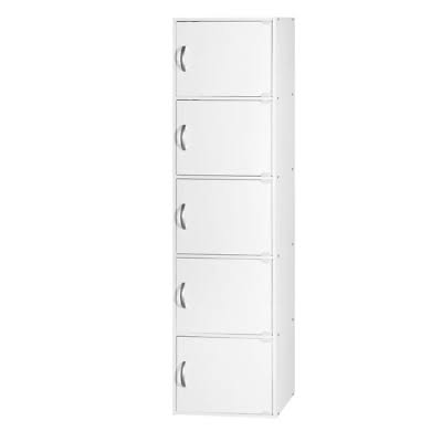 Black 5-Shelf Wood Bookcase with Doors T6735