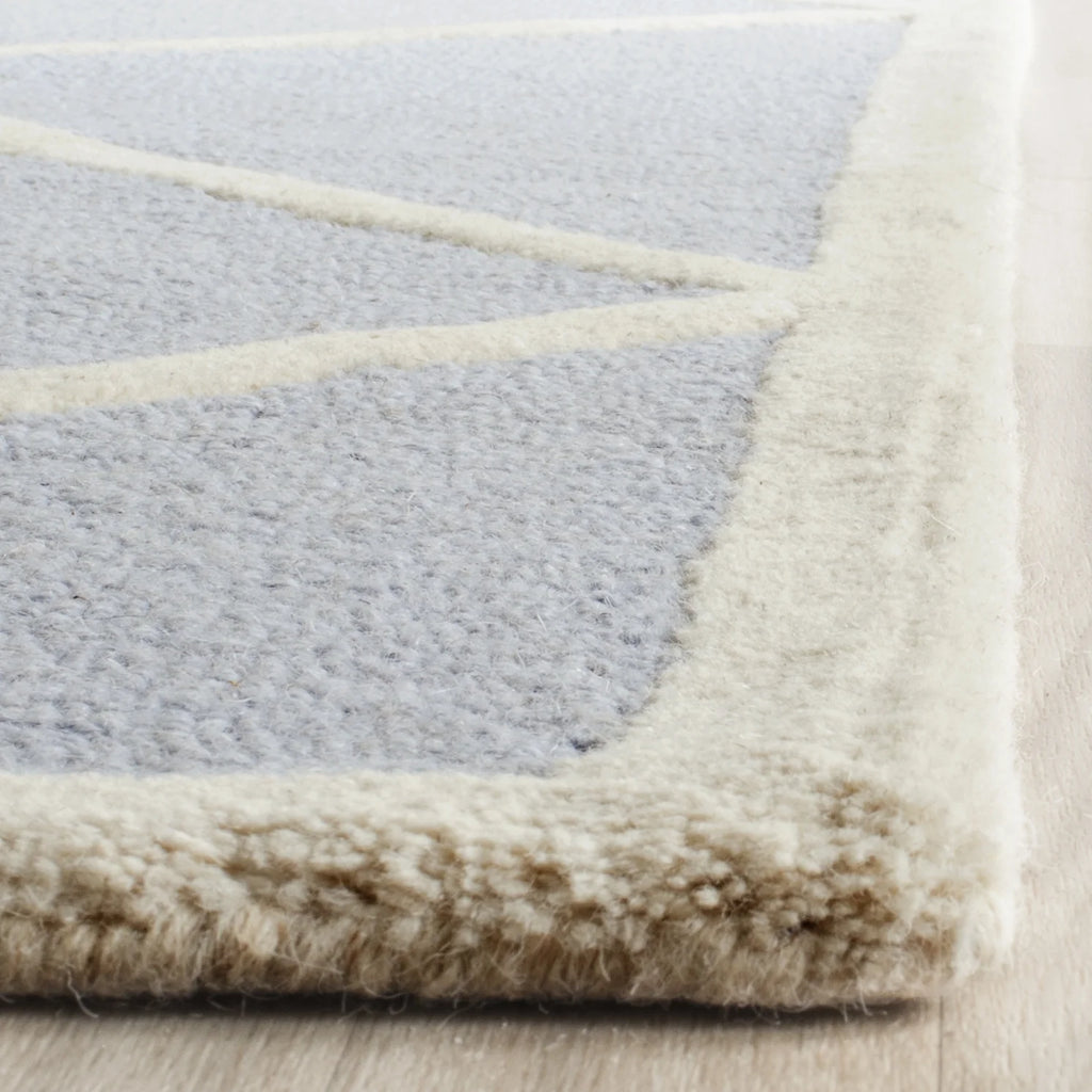 Geometric Diamonds Wool Area Rug, Light Blue/Ivory, 5' x 8' U551186