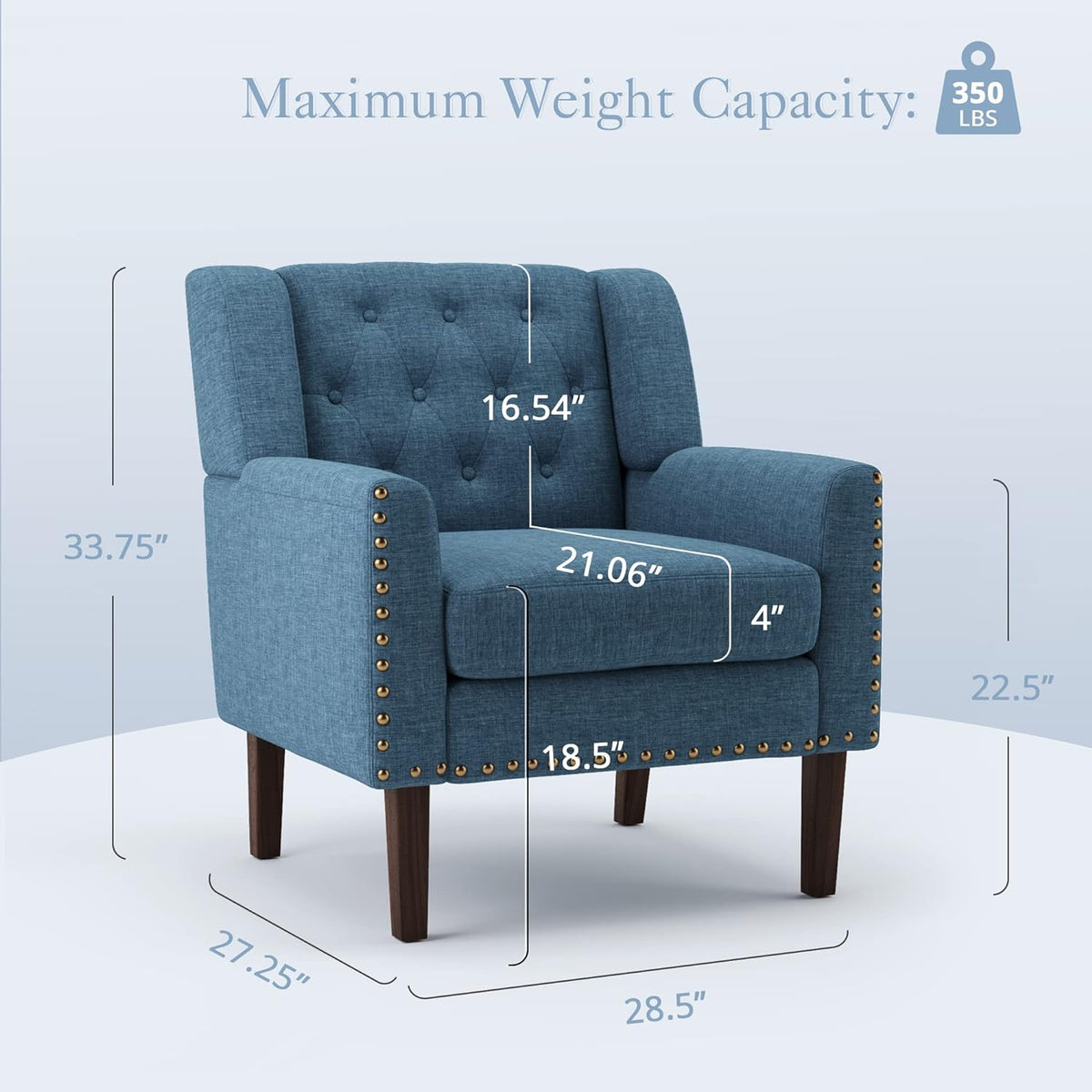 Navy Blue Linen Upholstered Button Tufted Accent Chair Z8531