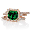 10k Rose Gold Princess Cut Moissanite Trio Ring Set A5341