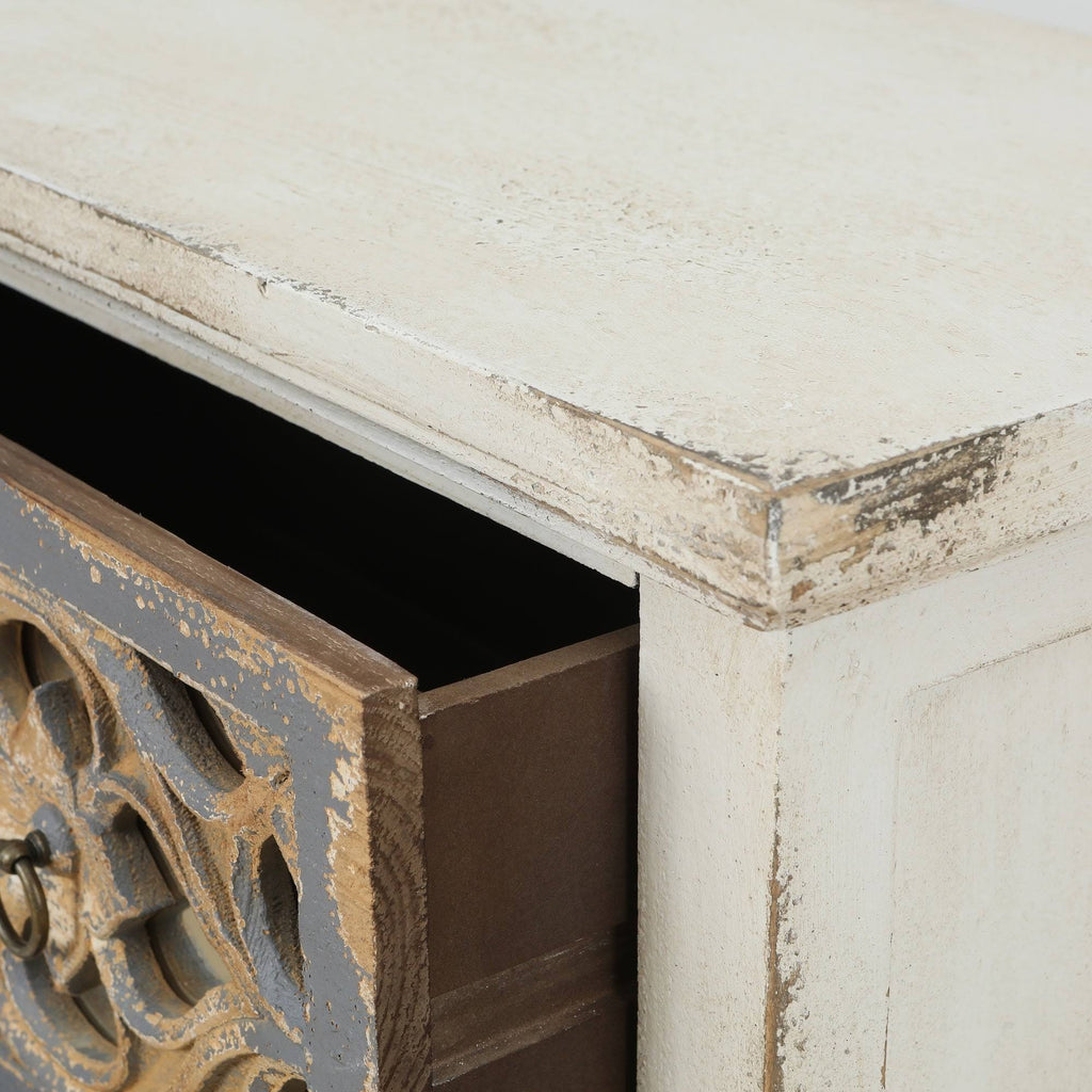 Rustic White and Natural Wood Accent Chest C4188