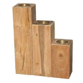 Teak 3 Piece Wood Candlestick Set Z5741