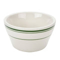 8 oz Bouillon Wide Rim in Eggshell American White with Green Bands Case of 36 S7302