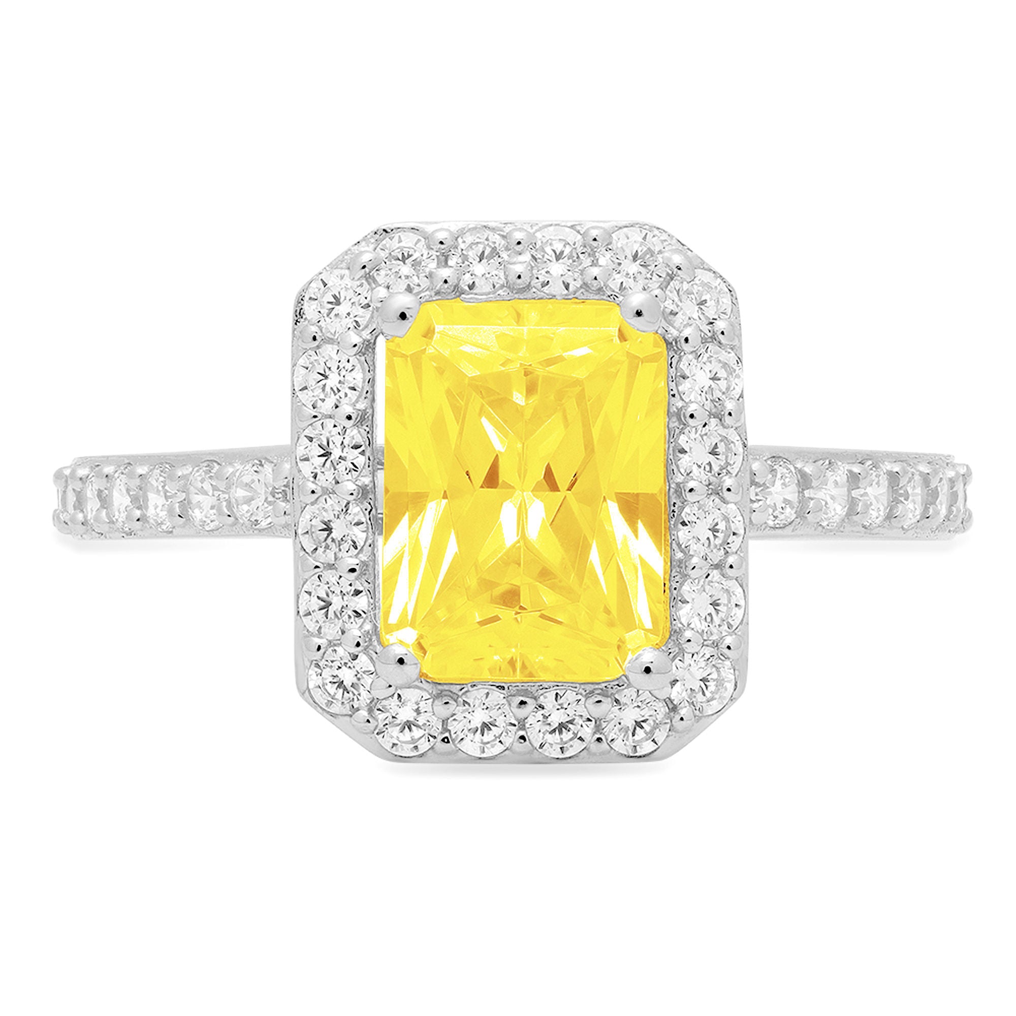 18k White Gold Halo Ring with Yellow Simulated Diamond W642