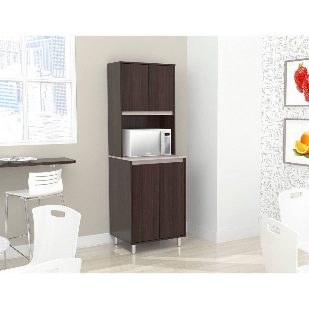 Espresso and Amber Grey 4-Door Cabinet Q28272