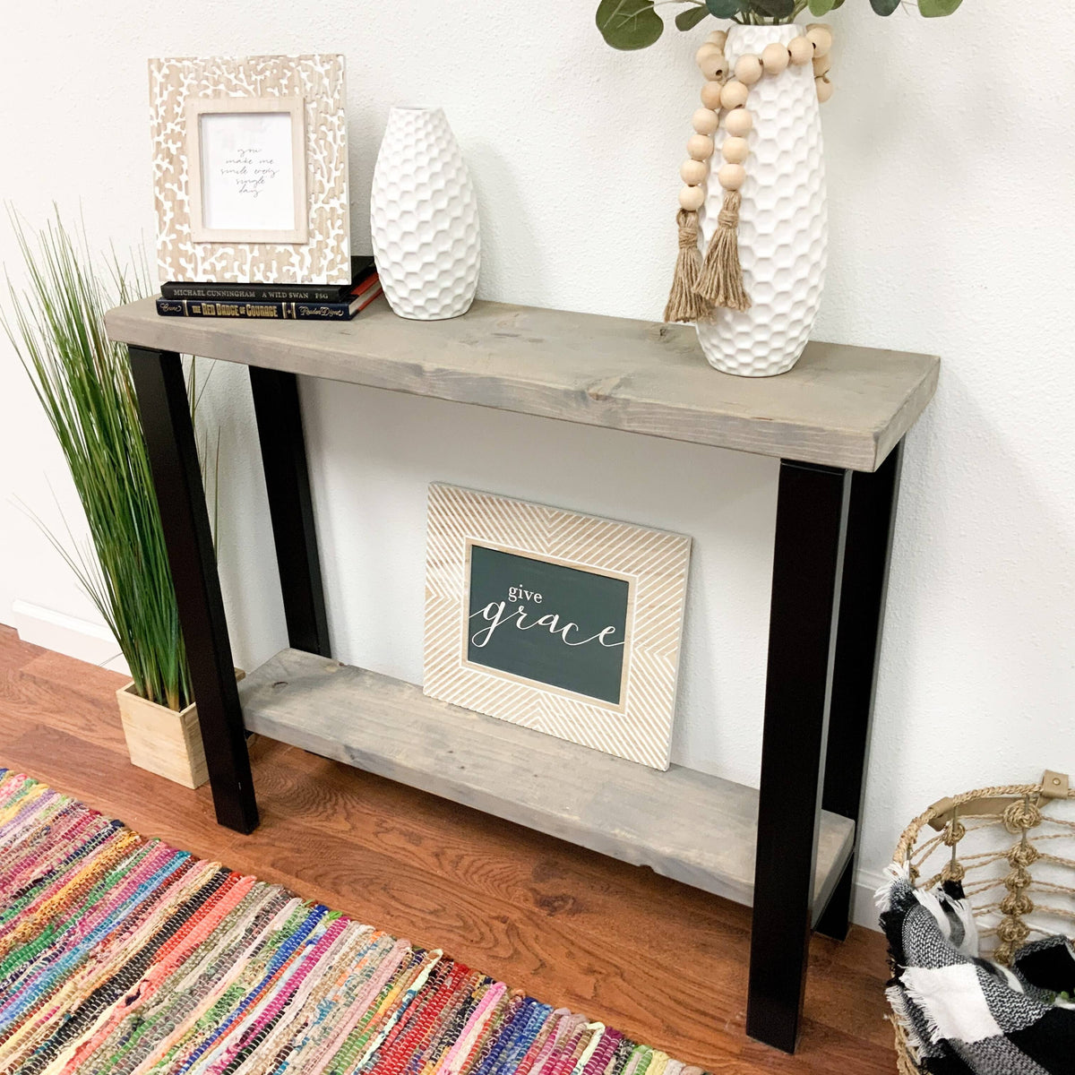 Dark Walnut Solid Wood Console Table L158