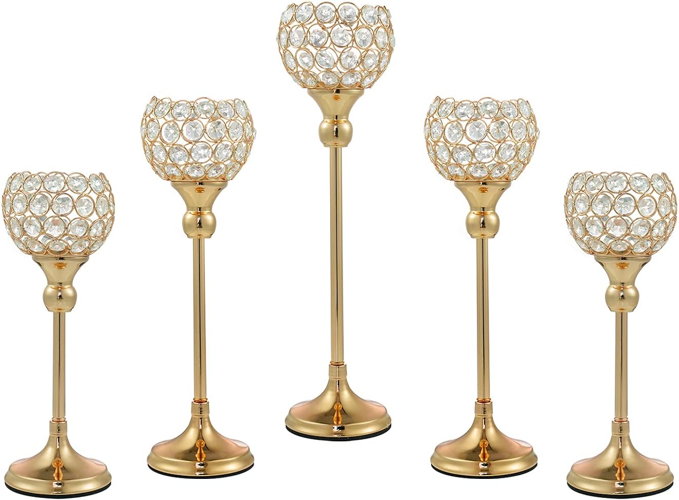 Gold Crystal Candle Holder, 5Pcs U104