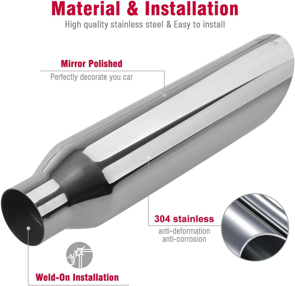 2.5" to 4" Stainless Steel Weld-On Exhaust Tips, Pack of 2 C353166