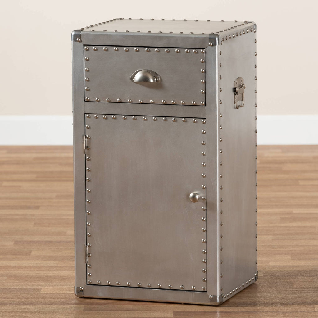 Silver 1-Door Metal Accent Storage Cabinet K88270