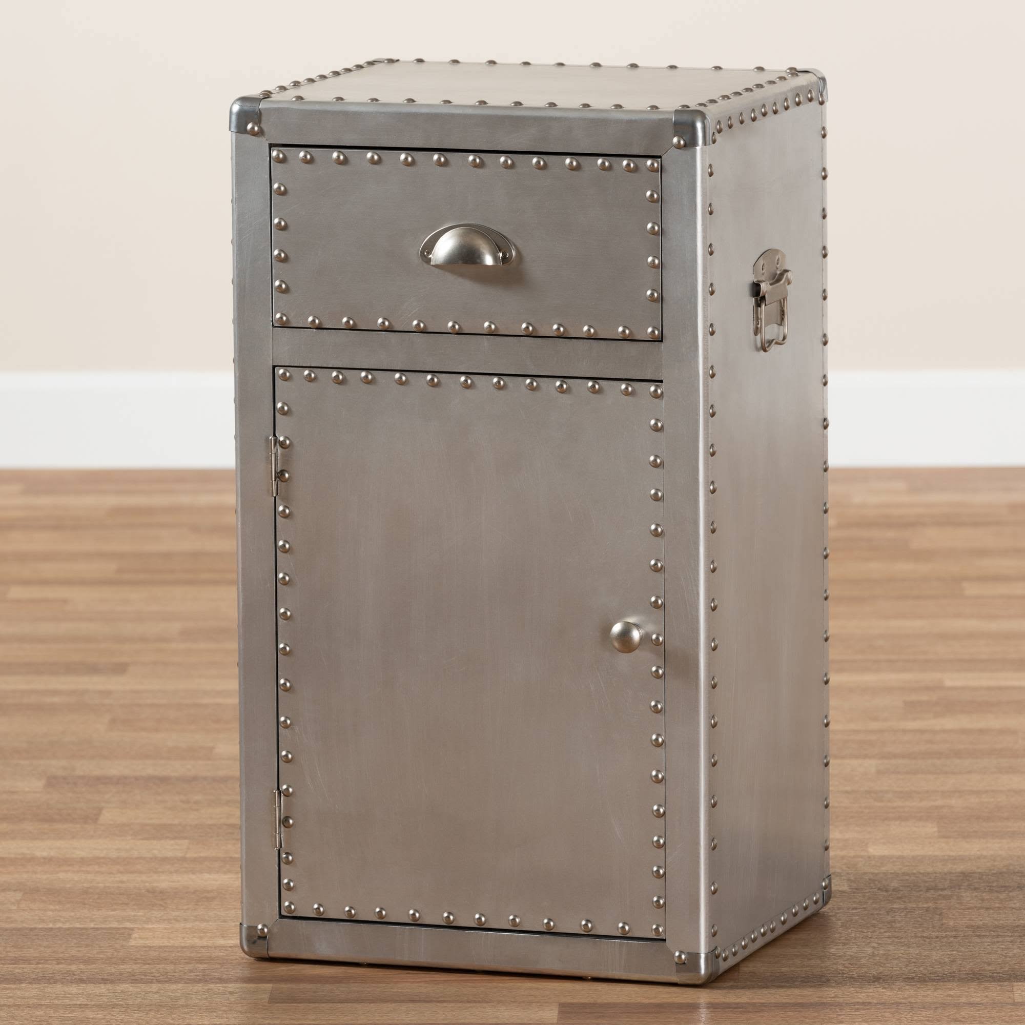 Silver 1-Door Metal Accent Storage Cabinet K88270