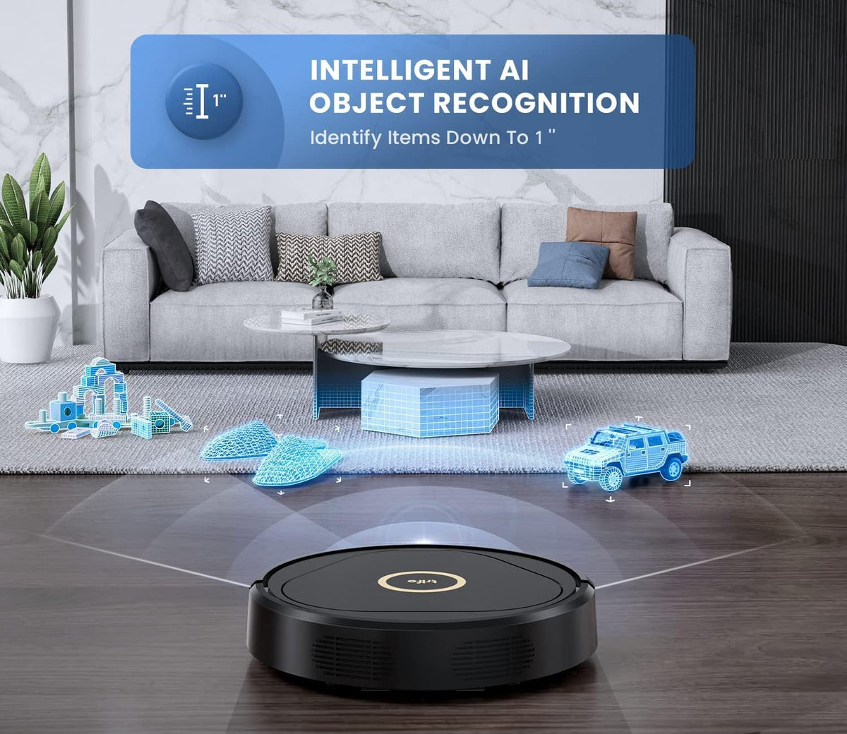 Robot Vacuum with 4000Pa Suction, Visual SLAM Navigation, Multi-Level Mapping, Wi-Fi Compatible with Alexa I3447