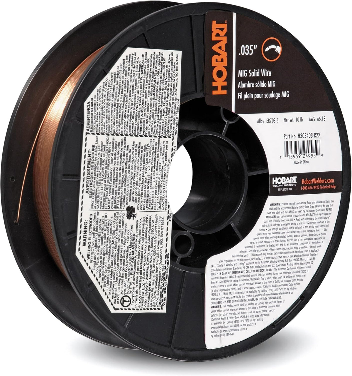 ER70S-6 Carbon-Steel Solid Welding Wire, 0.035-Inch, 10-Pound T691