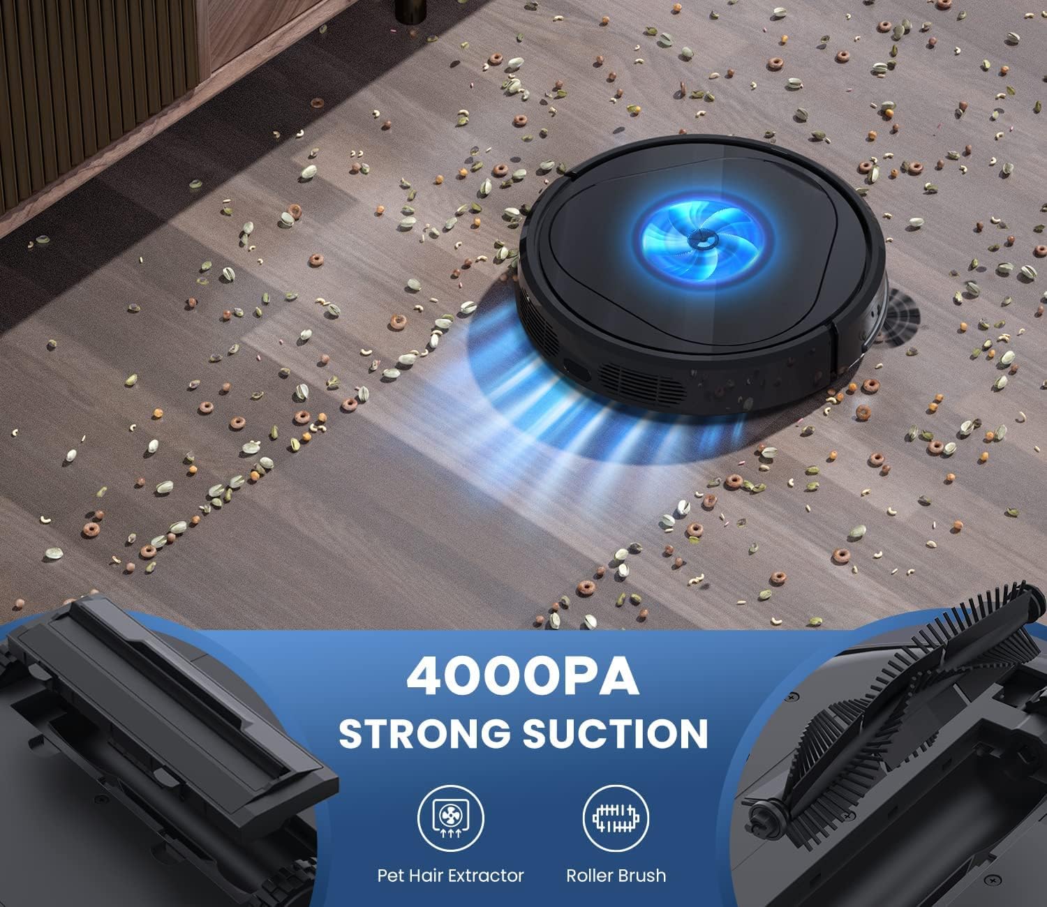 Robot Vacuum with 4000Pa Suction, Visual SLAM Navigation, Multi-Level Mapping, Wi-Fi Compatible with Alexa I3447
