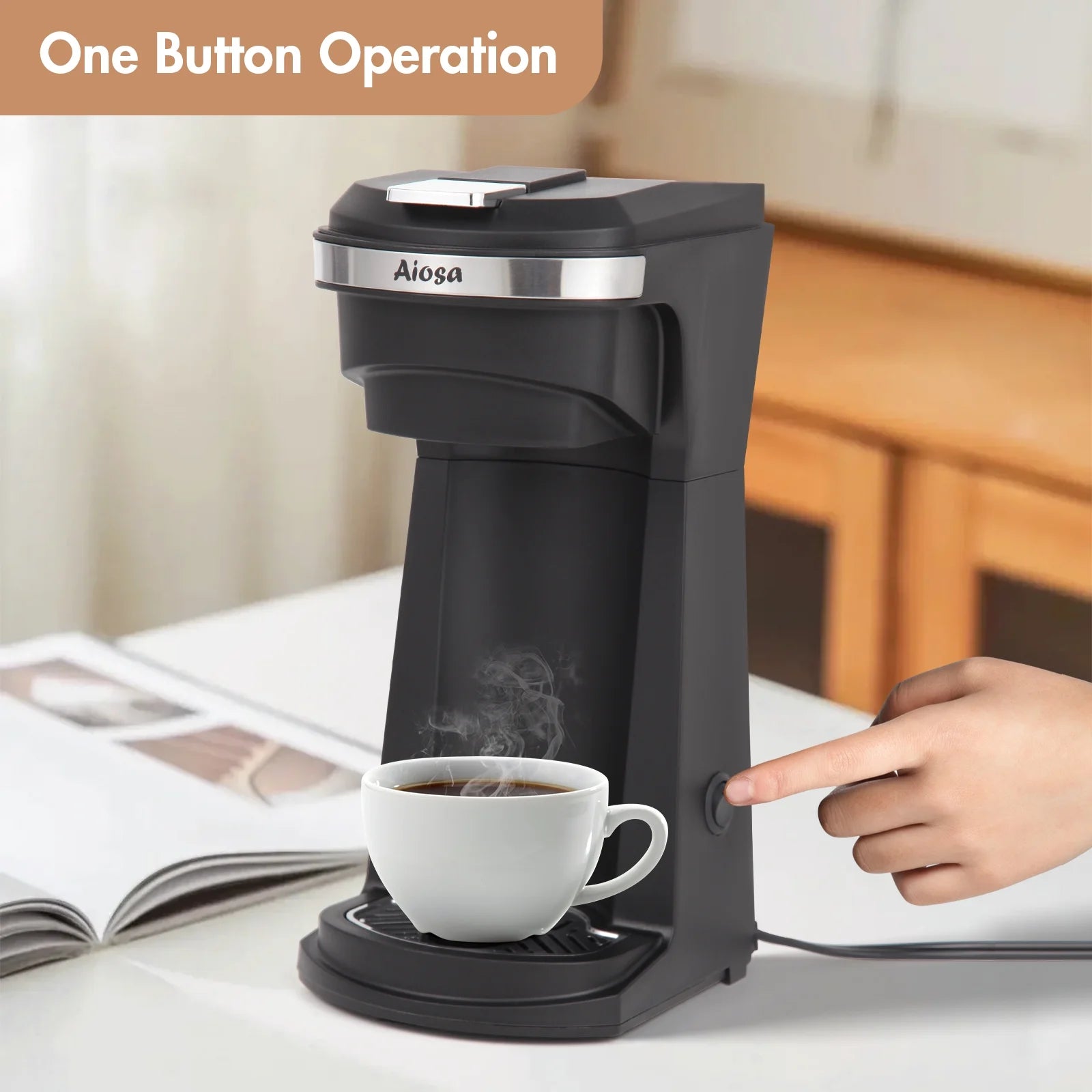 2 in 1 K Cup Coffee Maker with Single Travel Cup U8408