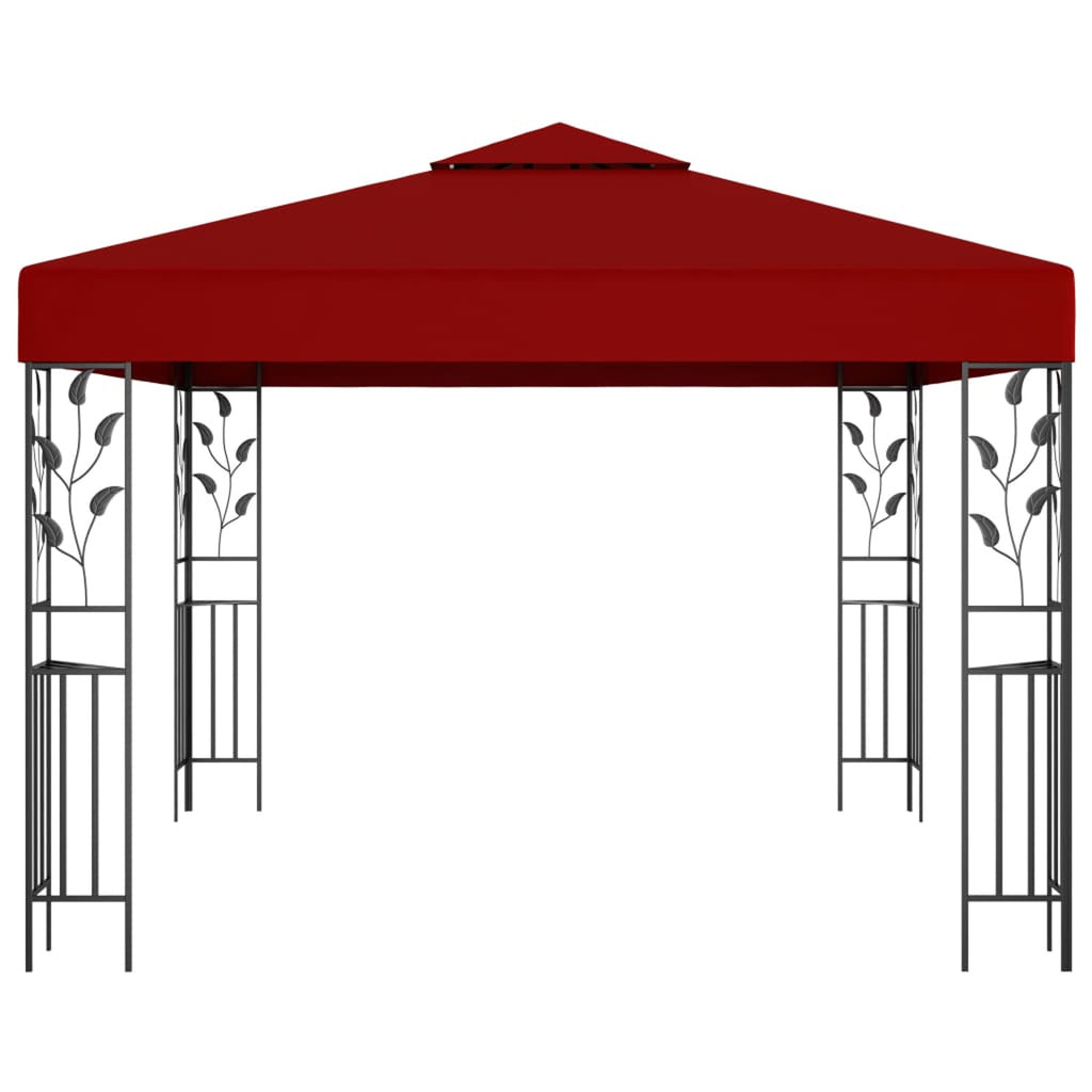 Steel Frame Gazebo Canopy Tent Sun Shelter Wine Red 118.1 x 118.1 x 98.4 Inches Q6201