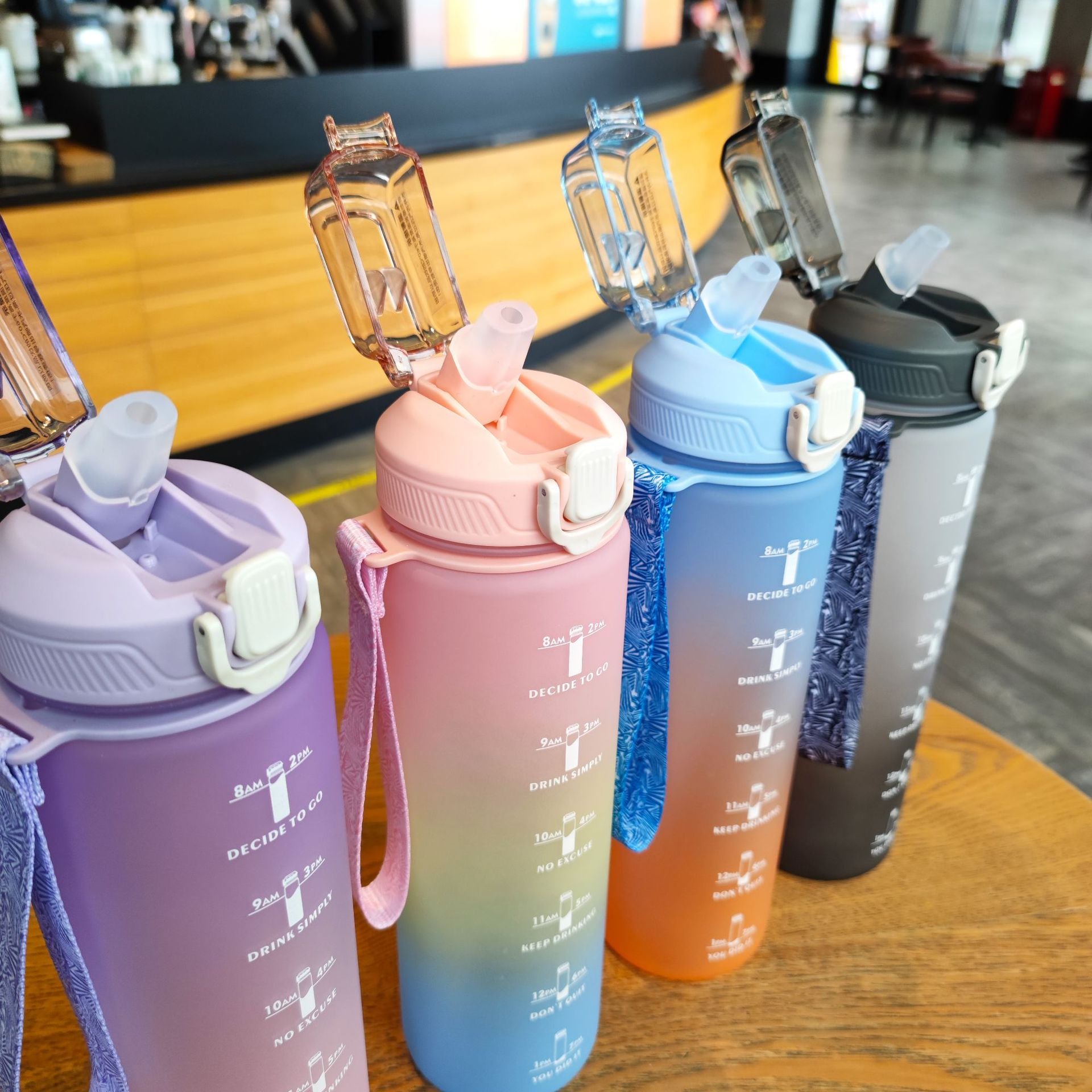 32 oz Water Bottle with Straw & Time Marker O72042