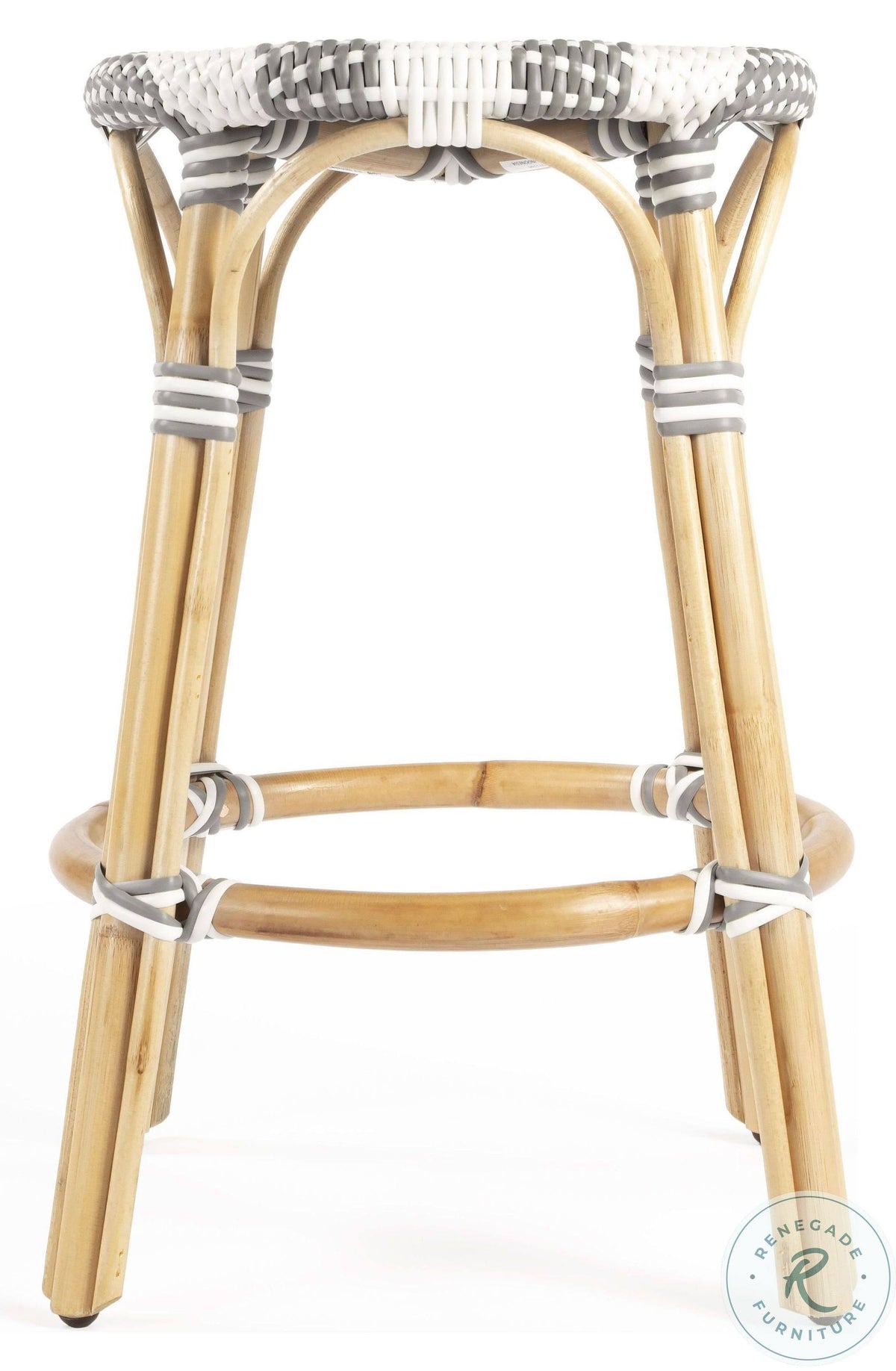 Grey & White Rattan Counter Stool M1050