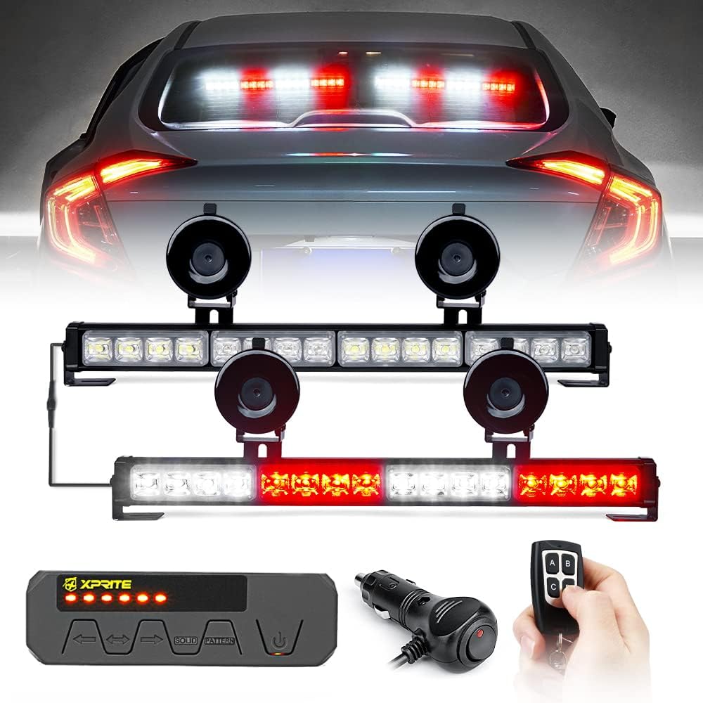 Amber LED Emergency Strobe Light Bar with Wireless Remote, Pack of 2 K125