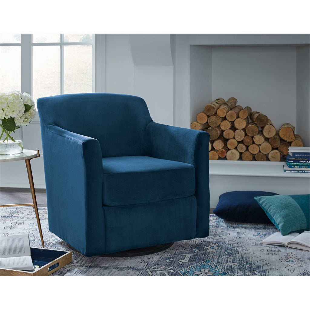 Blue & Black Metal Swivel Accent Chair Z622