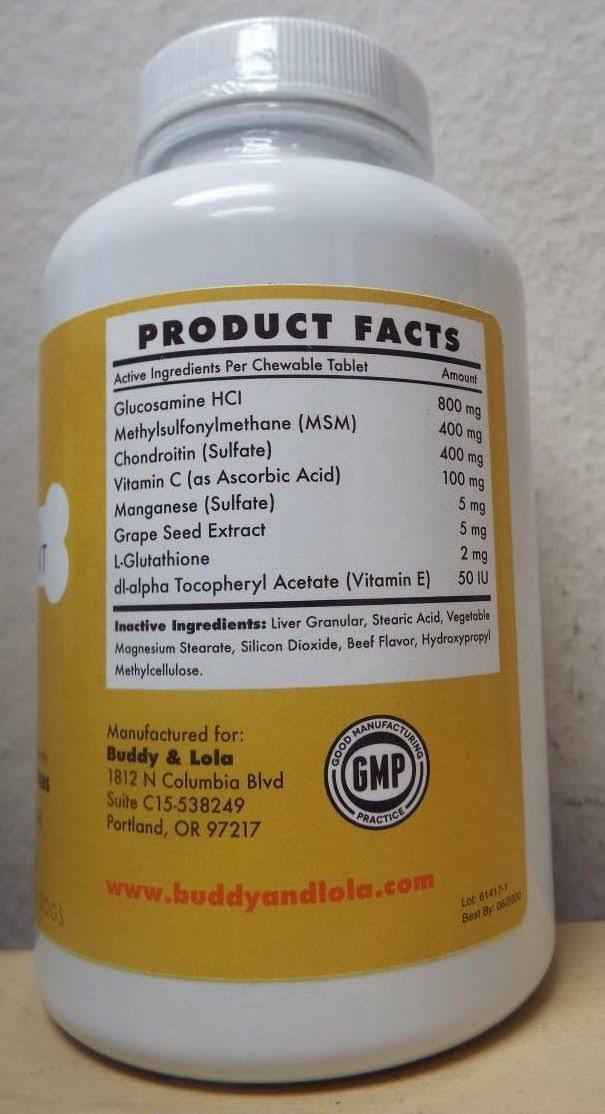 120 Chewable Glucosamine Joint Supplements for Dogs Q74708