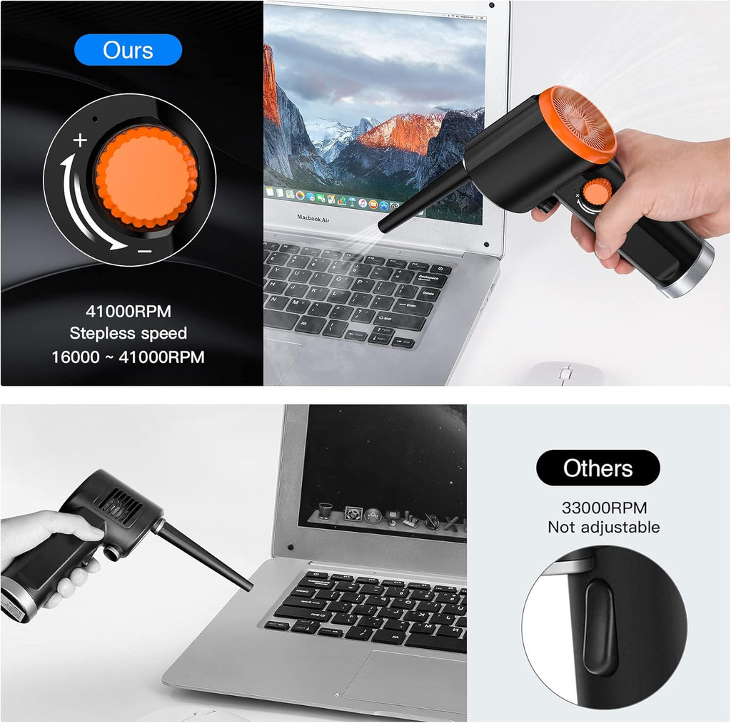 Cordless Air Blower Replaces Compressed Gas Cans, 41000 RPM, 6000mAh Rechargeable Battery W753855