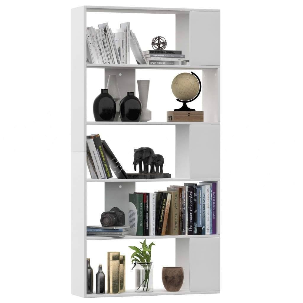 White and Sonoma Oak Book Cabinet Room Divider Chipboard F760686