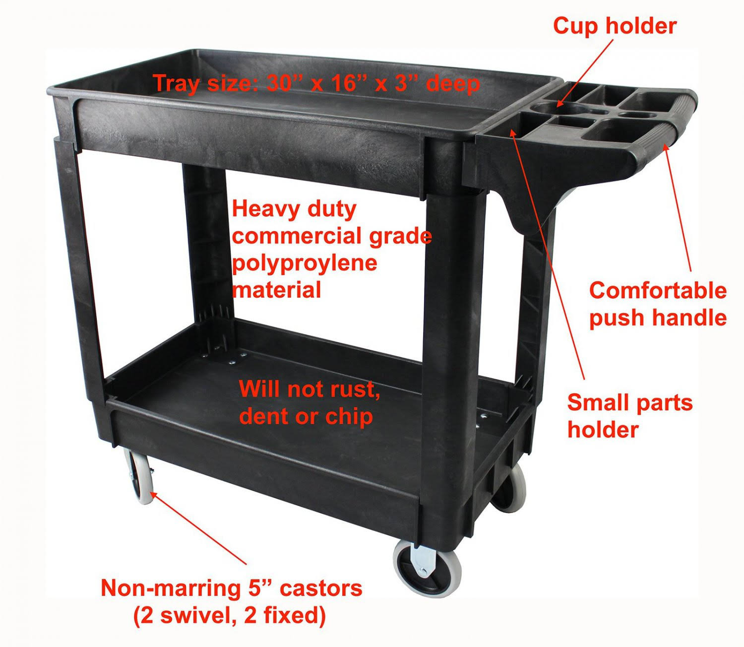 500-Pound Service Cart with Two Trays L222