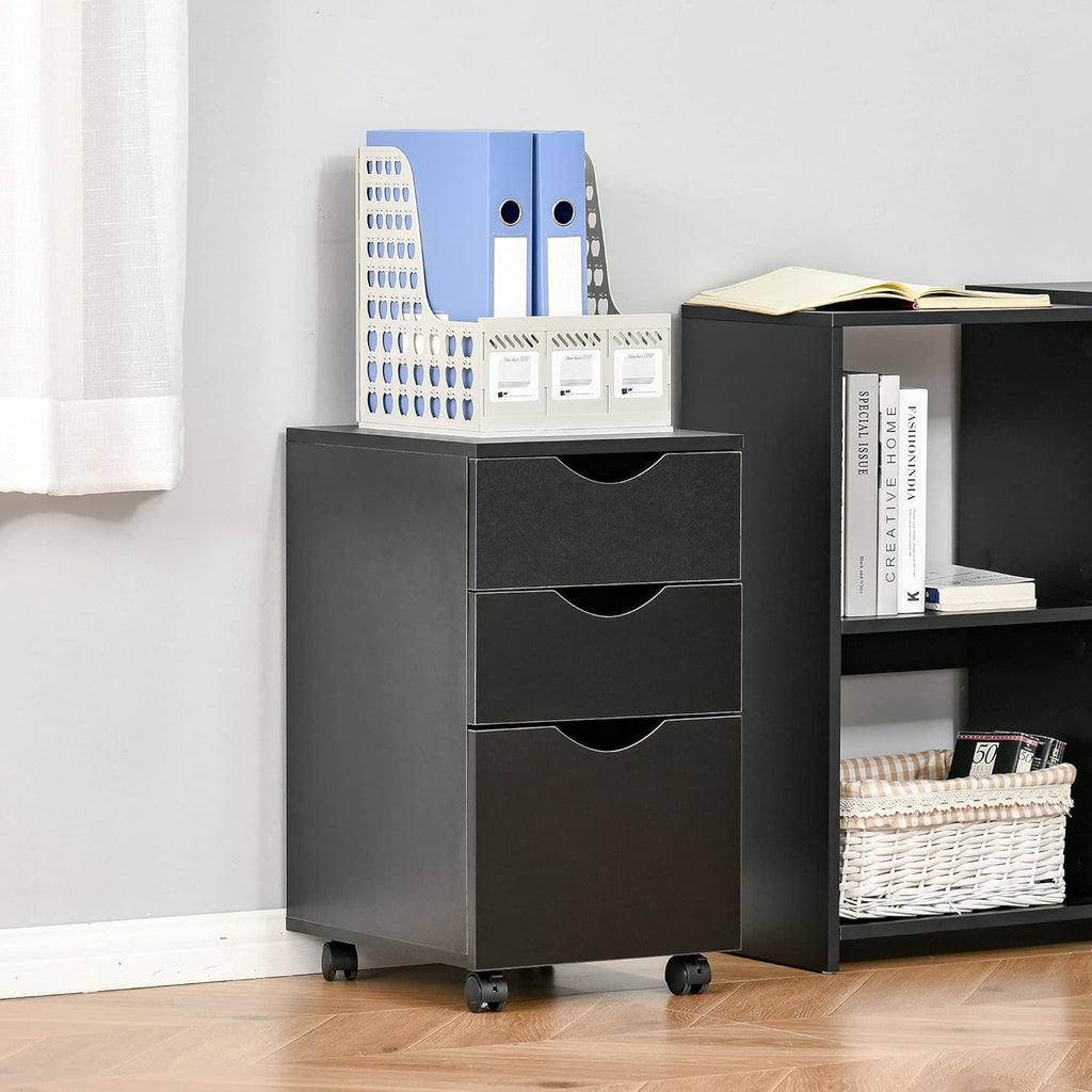 Black 3 Drawer Rolling File Cabinet V56533