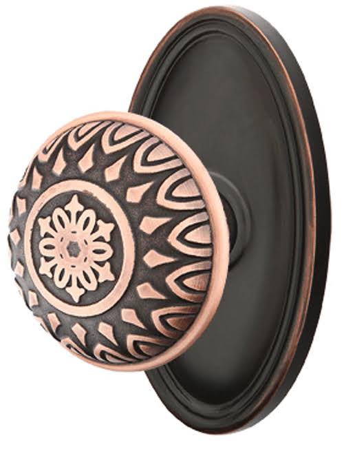 Solid Brass Passage Door Knob Set with Oval Rosette J97036