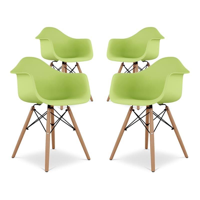 Green Beech Wood Plastic Armchairs (Set of 4) G764602